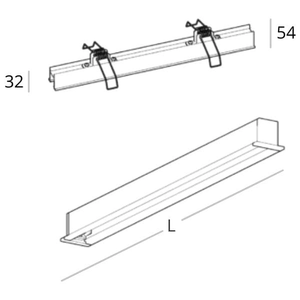 Lampa wpustowa Lupinus 2120011102-1 Elkim LED 16W 3000K liniowa biała
