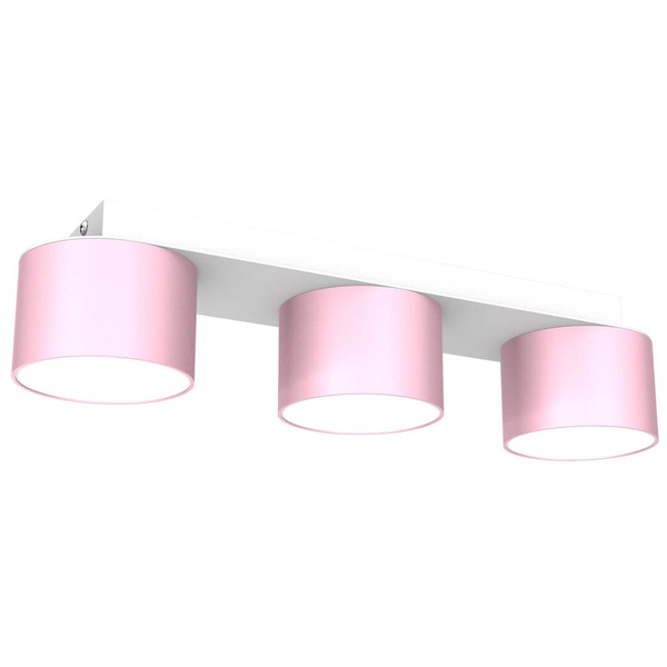 3-punktowa lampa przysufitowa Dixie do holu biała różowa