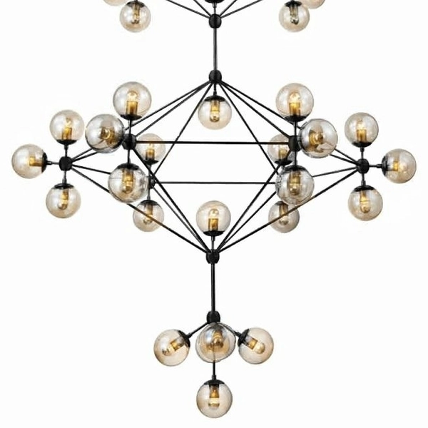 Designerska lampa wisząca PLANETARIO 41 czarna bursztynowa