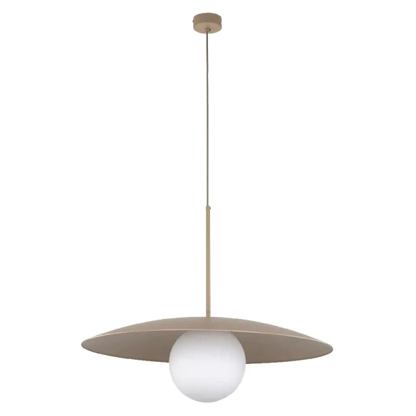Lampa zwisająca nad stołem Slate 10910 owalny klosz mleczna kula beżowy