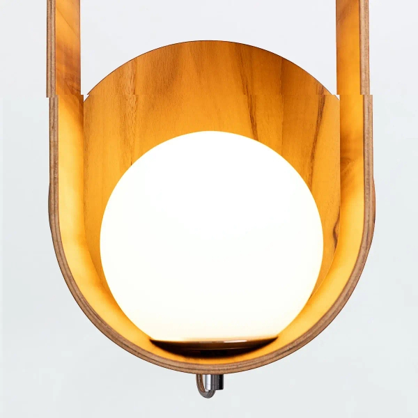 Kulista lampa ścienna Sfera QN-SFERA-WB-L-TEAK do salonu brązowy biały