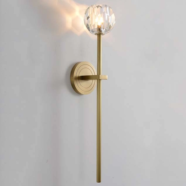 Ścienna lampa złota CGCRYSTCUTW kryształowa kula do salonu