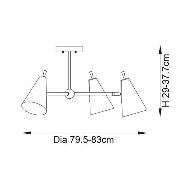 Potrójna lampa sufitowa L&-196746 do salonu czarna mosiądz