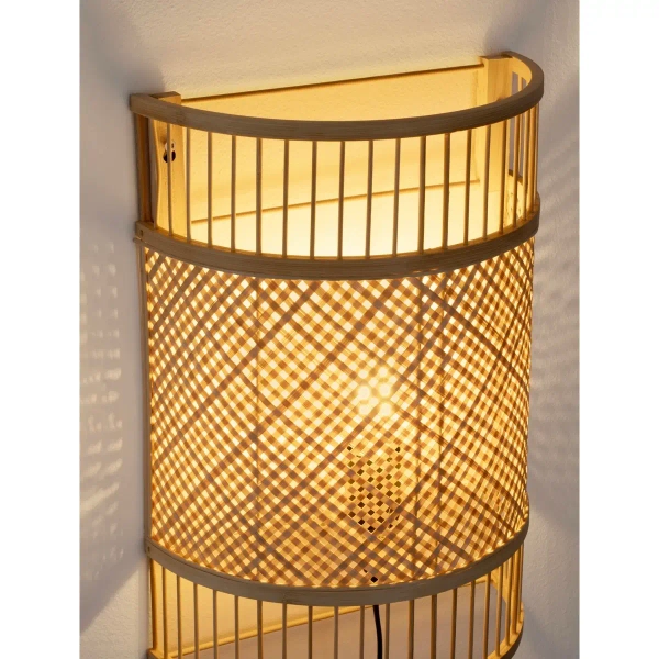 Bambusowa lampa ścienna CANDEZA LE45371 z przełącznik naturalny