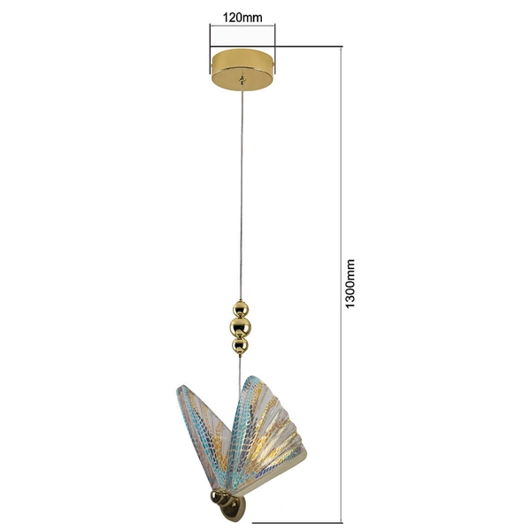 Zwisowa lampa glamour Mariposa LP-1715/1P color Light Prestige LED 8W 3000-6000K złota kolorowa