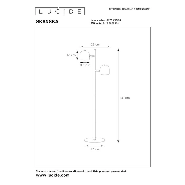 Lampa stojąca metalowa SKANSKA 03703/10/31 LED 10W 3000K biała