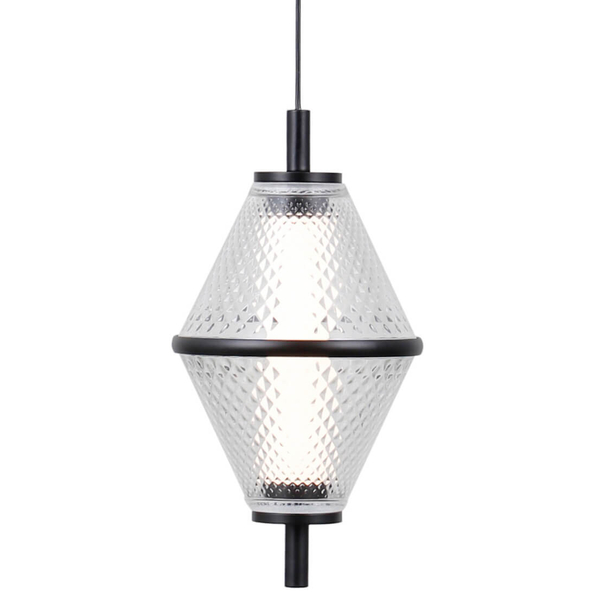 Lampa zwieszana Fuente PND-34395-3-BK LED 45W 3000K czarny przezroczysty