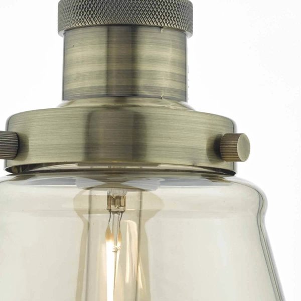 Lampa wisząca retro Curtis CUR0175 mosiądz przezroczysty