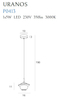 Lampa wisząca URANOS P0413 marmurowa LED 1,5W 3000K planeta biała złota