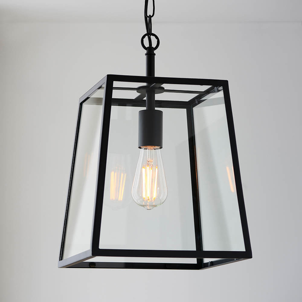 Lampa wisząca do salonu Hurst 101541 szklana czarny przezroczysty