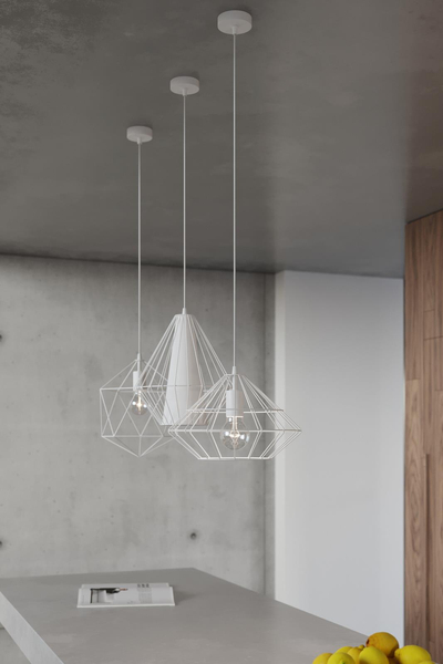 Druciana LAMPA wisząca SL.0293 industrialna OPRAWA zwis druciak metalowy biały