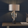 Stołowa lampa hampton L&-195217 Light& z abażurem antyczne srebro