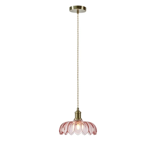 Wisząca lampa KURAGE różowa 109178 1xE27 retro szklana do pokoju