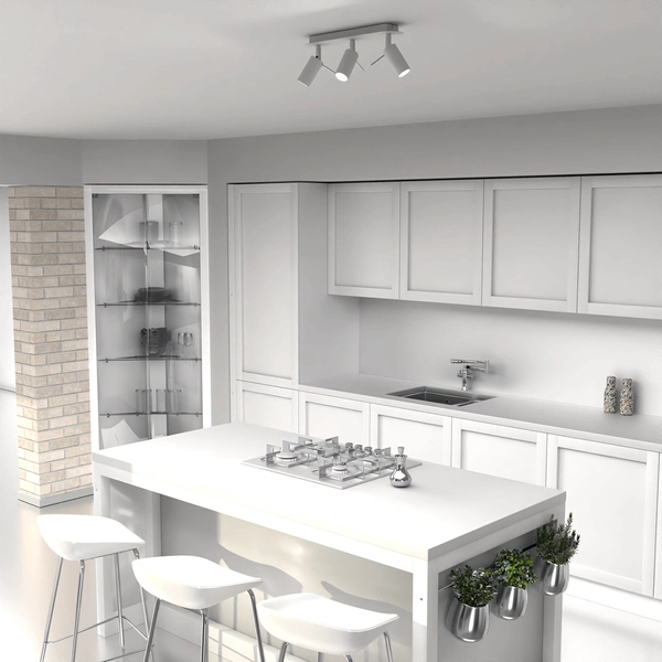 Kierunkowa lampa sufitowa Preston reflektorki białe chrom