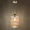 Szklana wisząca lampa Abrielle ABR0106 nad stół żebrowana bursztynowa