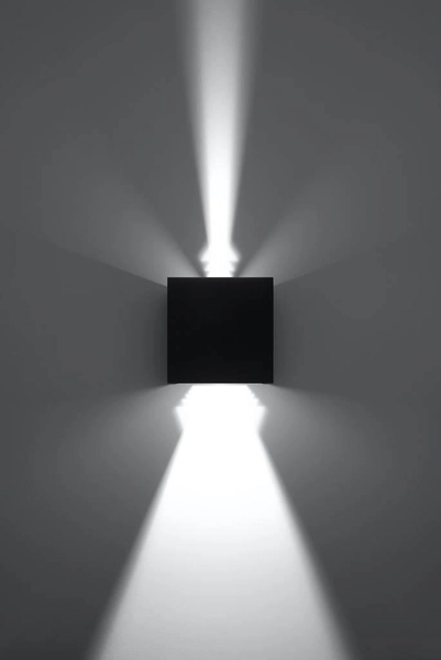 Kinkiet LAMPA przyścienna elewacyjna SL.0545 kwadratowa OPRAWA metalowa LED 6W 3000K kostka cube IP54 czarna
