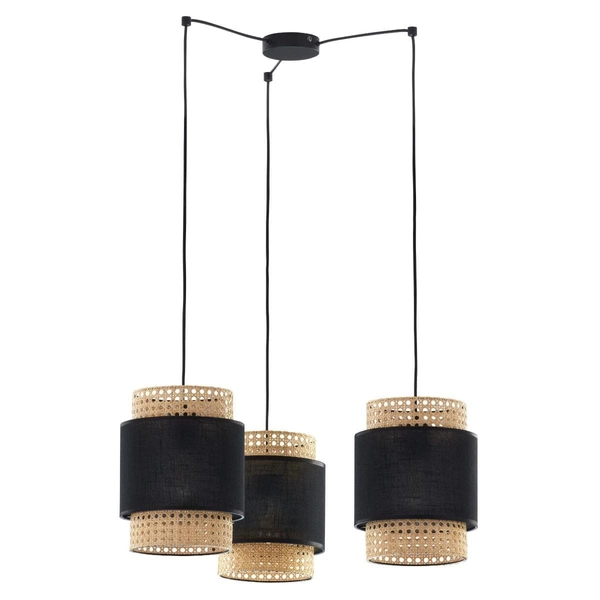 Lampa zwisowa okrągła ratan Boho 6549 TK Lighting ekologiczna czarna