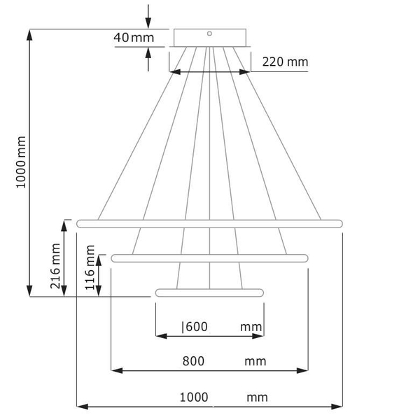 LAMPA wisząca SLIM/000024/3000/B MDECO okrągła OPRAWA biurowy ZWIS LED 125W 3000K ring czarny