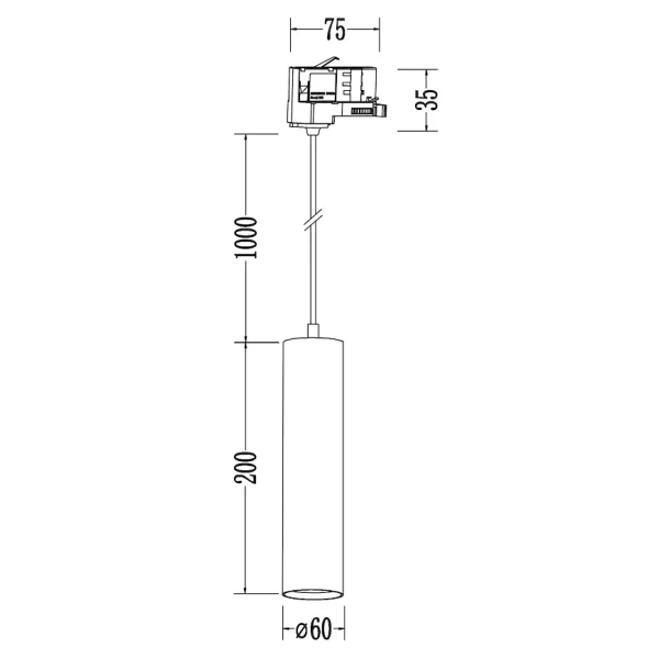 Zwisająca lampa trójfazowa szynowa Pipe Track ML2064 zwis czarny