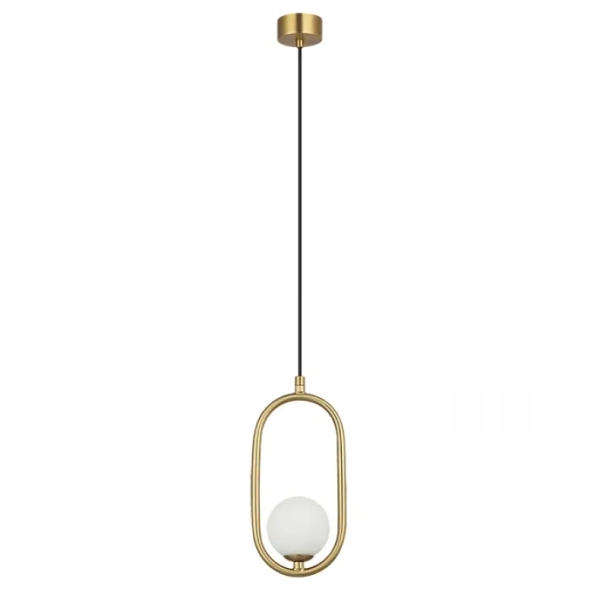 Wisząca kulista lampa do jadalni 23136 szklana nad biała złota