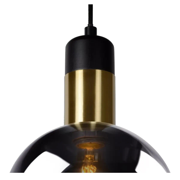 Szklana wisząca lampa Julius 34438/28/65 Lucide loftowa czarna złota