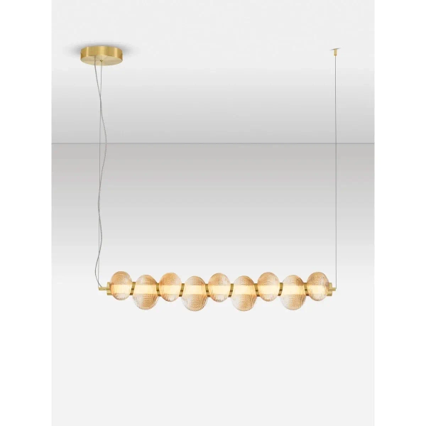 Szklana lampa wisząca TANVERA LE45206 LED 30W 3000K liniowa złota