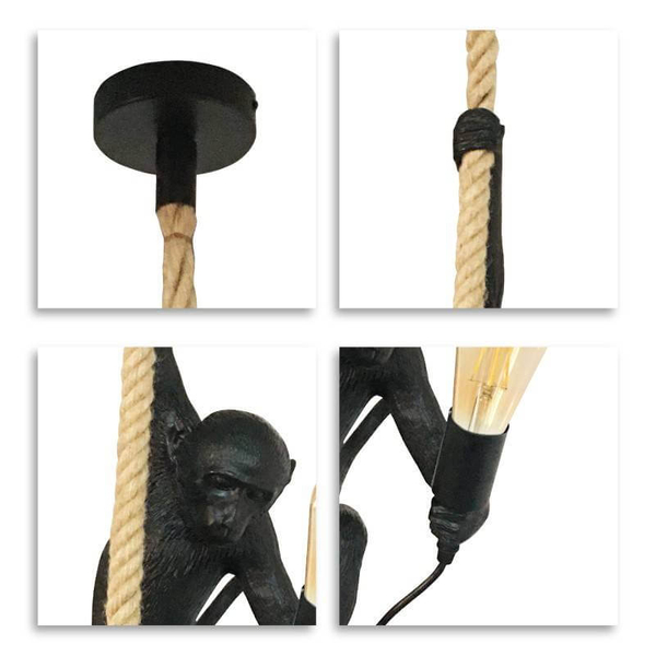 Wisząca lampa ozdobna Monkey ABR-KAR-C Abruzzo małpka do salonu czarny