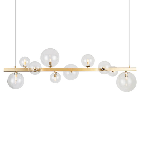 Podłużna lampa wisząca BUBBLES AZ5868+AZ5872 kule złoty przezroczysty