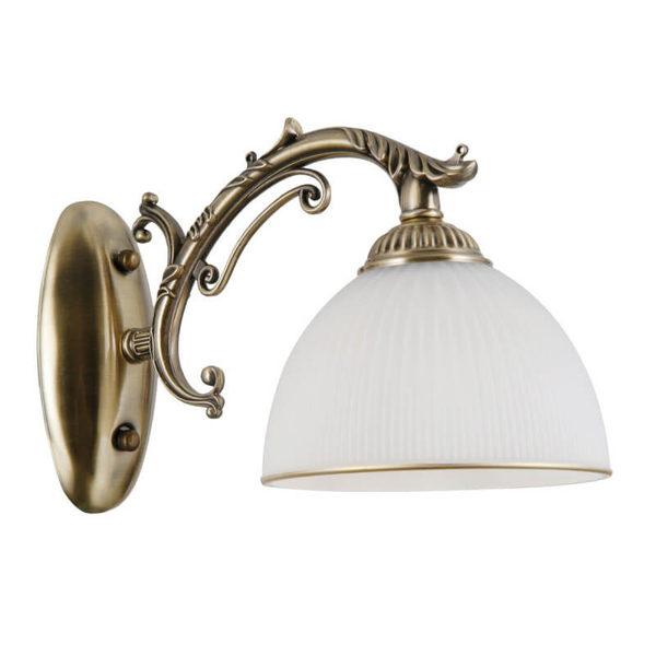 Retro lampa ścienna Feneza ze zdobieniami mosiądz biała