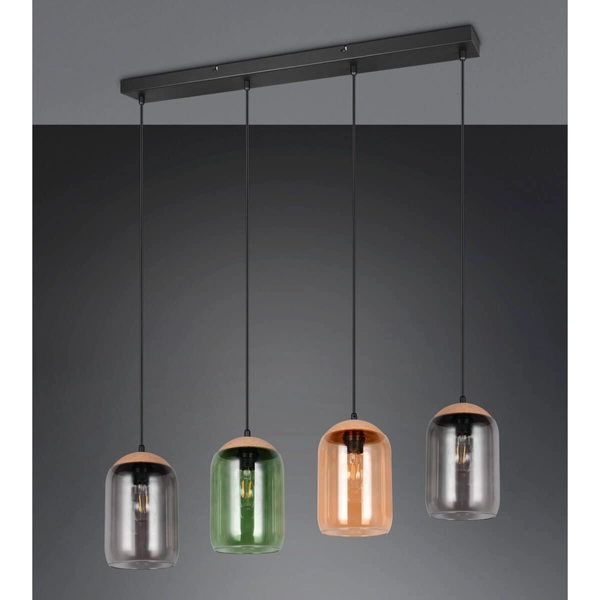 Lampa wisząca na listwie CORK 364600417 owalna szklana czarny multikolor