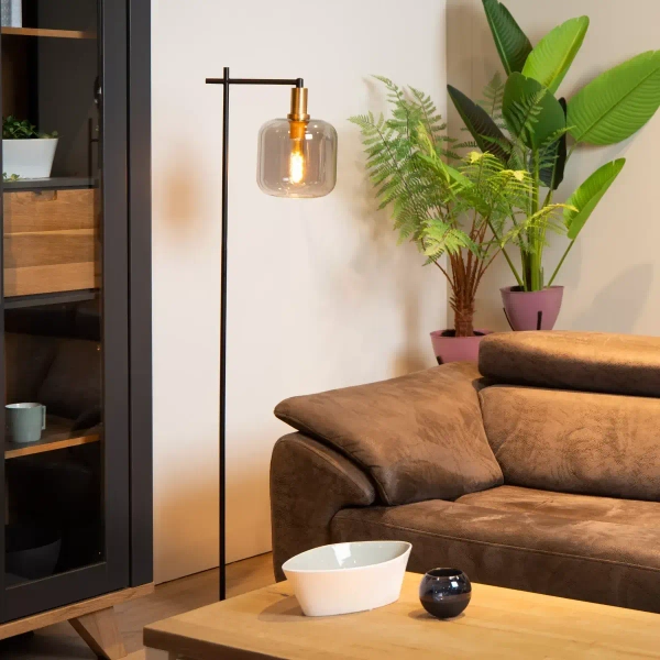 Loftowa lampa podłogowa Joanet 45794/01/65 Lucide czarna przydymiona