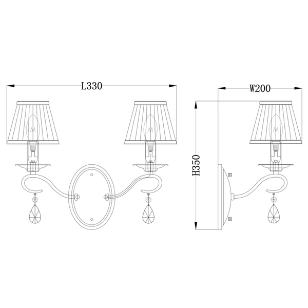 Pałacowy podwójny kinkiet Brionia ARM172-02-G Maytoni kryształowa beżowa
