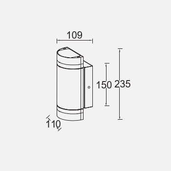 Ścienny kinkiet dół-góra FOCUS 5604023118 IP44 tubka na elewację szary