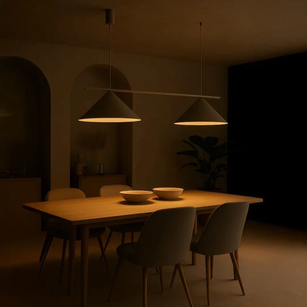 Podwójna wisząca lampa Capital MLP2472 stożek regulowana beżowy