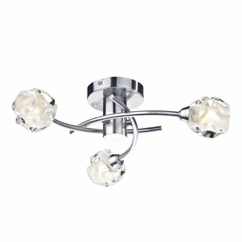 Potrójny plafon sufitowy SEATTLE satynowy chrom metalowy szklany G9 do salonu SEA5346