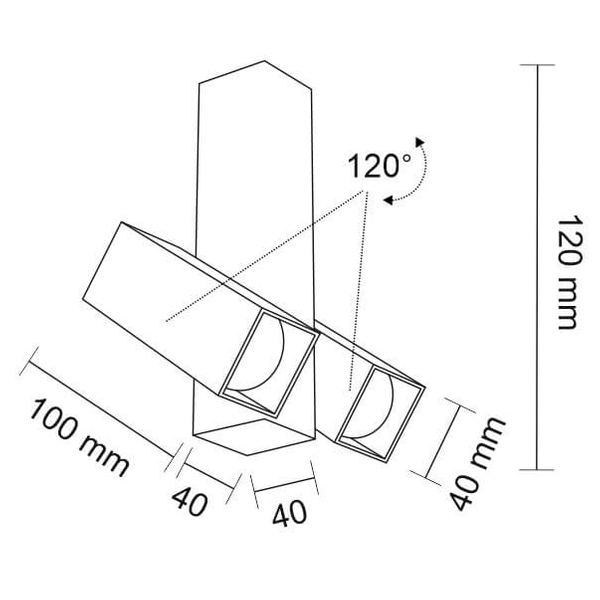 LAMPA sufitowa MITSUMA 7998 Shilo metalowa OPRAWA prostokątny spot regulowany czarny