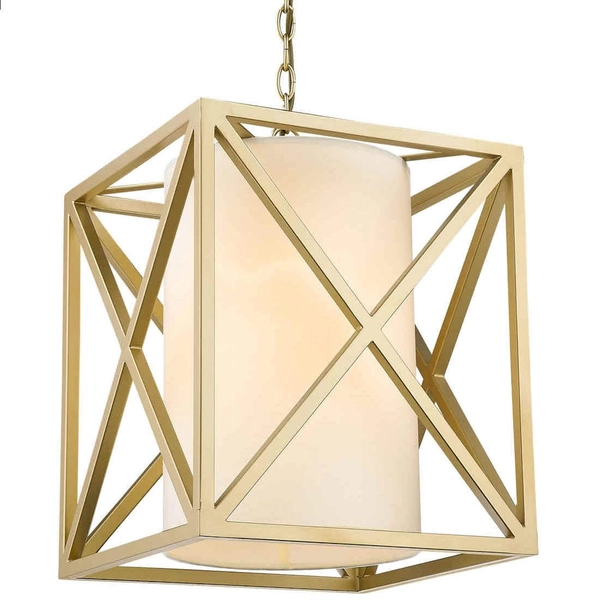 Nowoczesna LAMPA wisząca NEW YORK P01403AU-WH Cosmolight metalowy ZWIS do sypialni klatka tuba złota