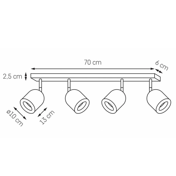 Metalowana lampa sufitowa SPARK 50936401 Kaspa reflektorki regulowane białe