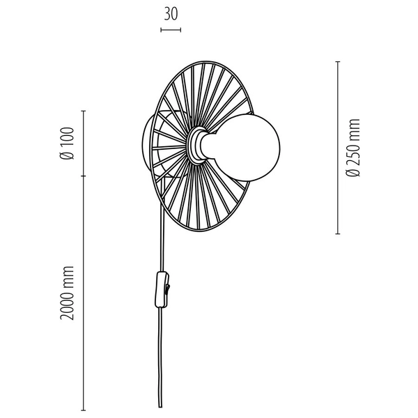 Loftowa lampa ścienna ANTONELLA 289049104 druciany kapelusz czarny