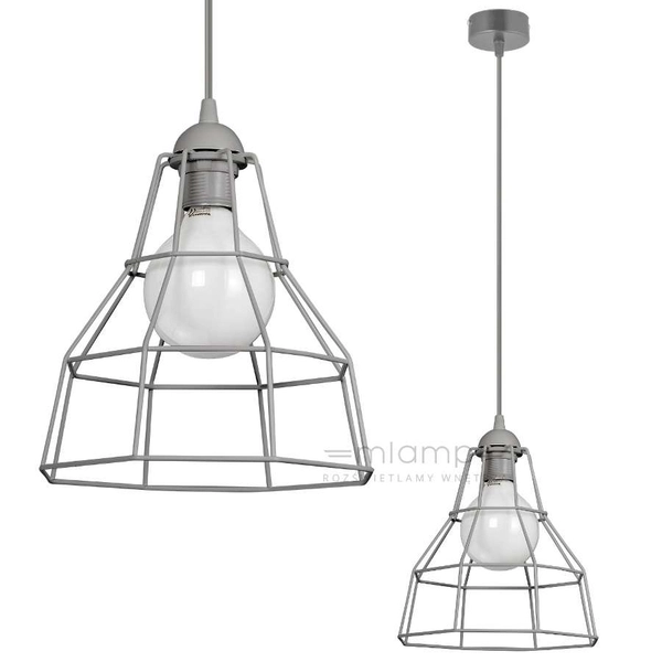 Lampa wisząca metalowa VEN W-CORF/A GR drut loft szary