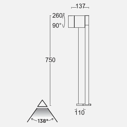 Stojący słupek z gniazdkiem CUBA 7193805118 Lutec IP54 LED 12,2W 3000Kszary