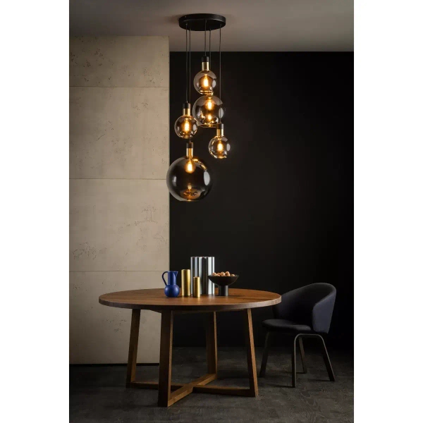 Szklana lampa wisząca Julius 34438/05/65 Lucide kaskada czarna złota