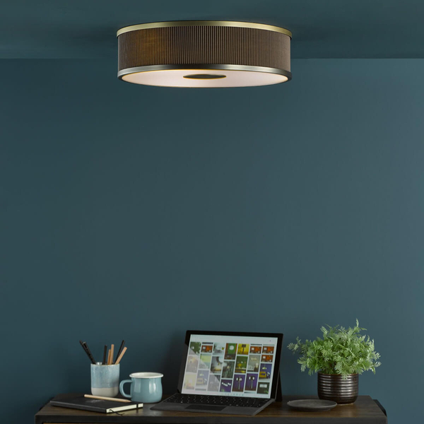 Lampa przysufitowa okrągła Alvaro ALV5239 materiałowa brązowy