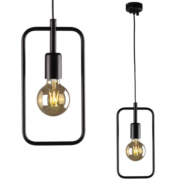 Prostokątna LAMPA wisząca Geo K-3830 Kaja metalowa OPRAWA ramka ZWIS frame czarna