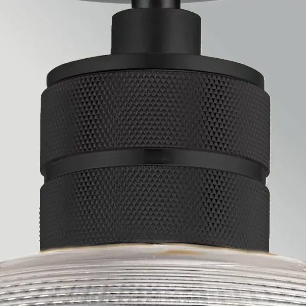 Wisząca szklana lampa Hampstead przydymiona czarna industrialna 1xE27 1-p ELS-HAMPSTEAD-P-BLK