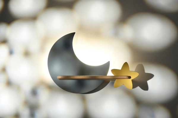 Dziecięcy kinkiet Moon drewniany księżyc LED 5W 4000K szary