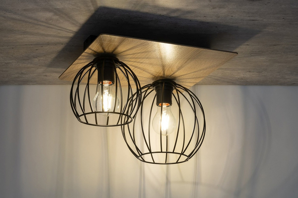 2-punktowa lampa sufitowa Cyber 32358 klatki czarne do salonu