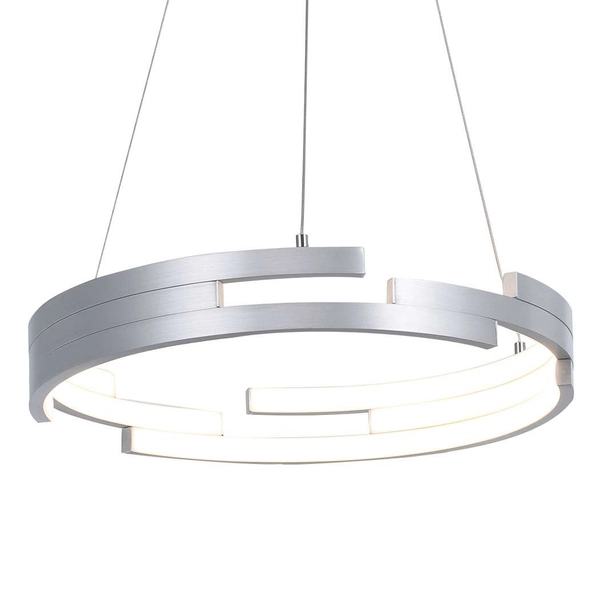 LAMPA wisząca VELAR MD16003097-1B SILVER Italux metalowa OPRAWA okrągła LED 60W 3000K zwis pierścień ring srebrny