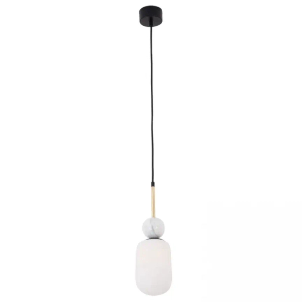 Szklana wisząca lampa 22215 marmurowa do salonu nad stół biała