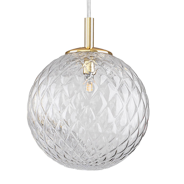 Szklana wisząca lampa CADIX 4609 TK Lighting kula przezroczysta złota
